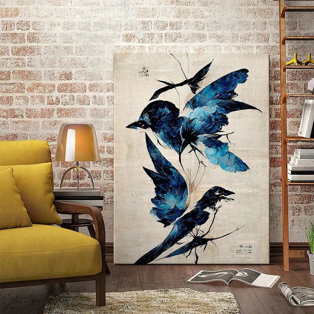 Blue Birds Canvas Print Blue Birds Canvas Print wall art product Treechild