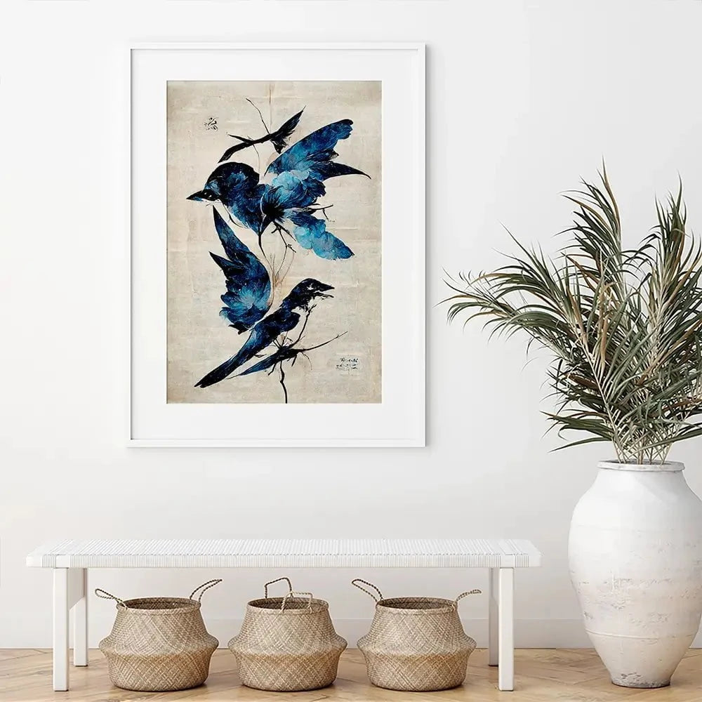 Blue Birds Framed Art Print Blue Birds Framed Art Print wall art product Treechild