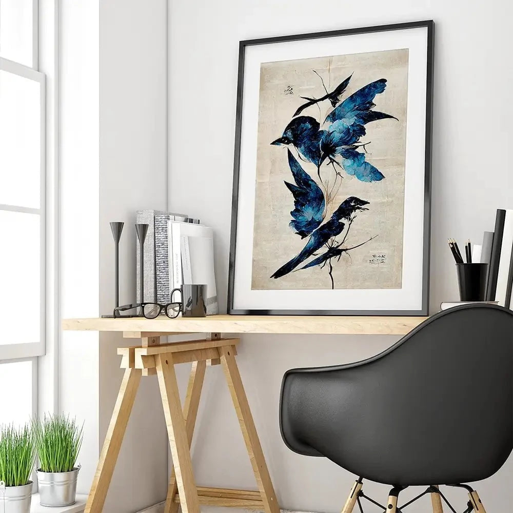 Blue Birds Framed Art Print Blue Birds Framed Art Print wall art product Treechild
