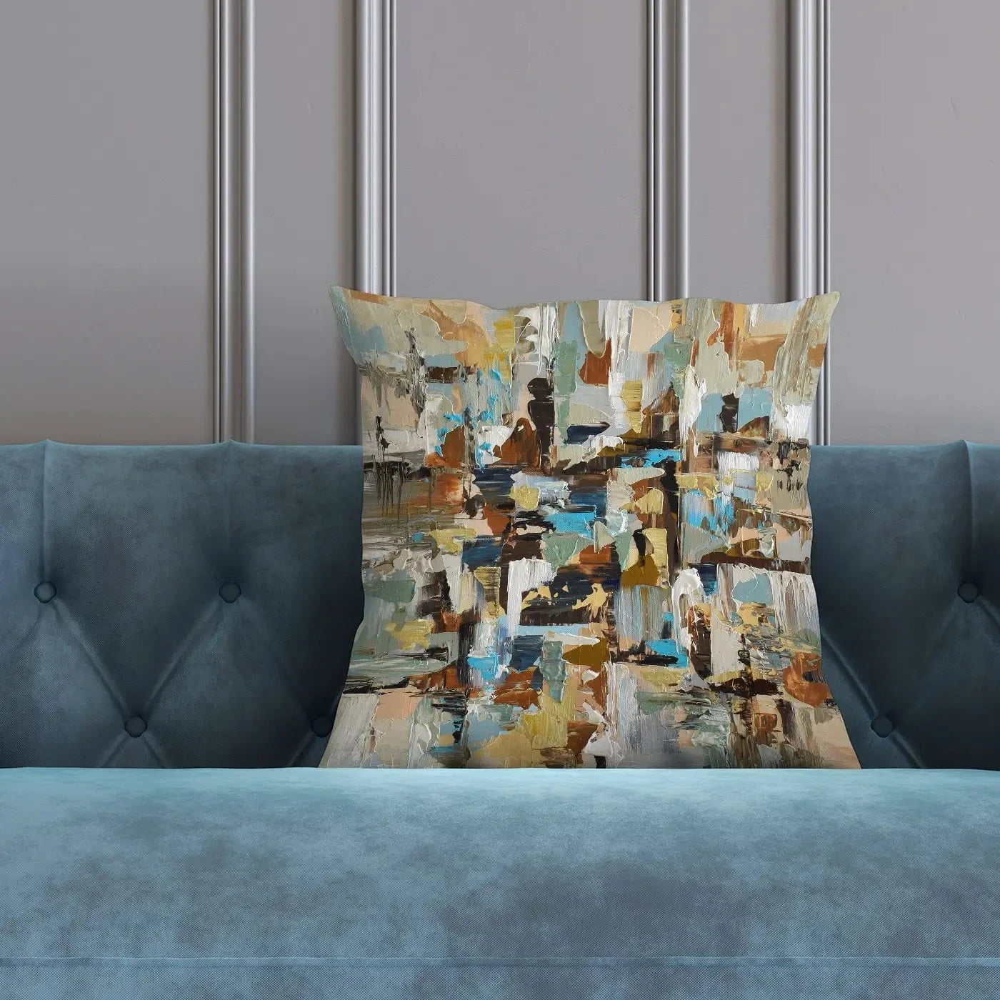 Blue Brown Abstract Cushion Blue Brown Abstract Cushion wall art product Olga Tkachyk