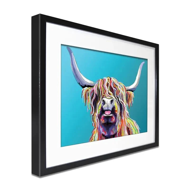 Blue Cheeky Cow Framed Art Print Blue Cheeky Cow Framed Art Print wall art product Independent