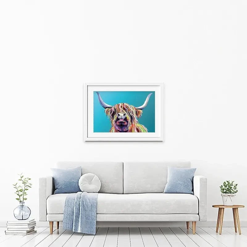 Blue Cheeky Cow Framed Art Print Blue Cheeky Cow Framed Art Print wall art product Independent