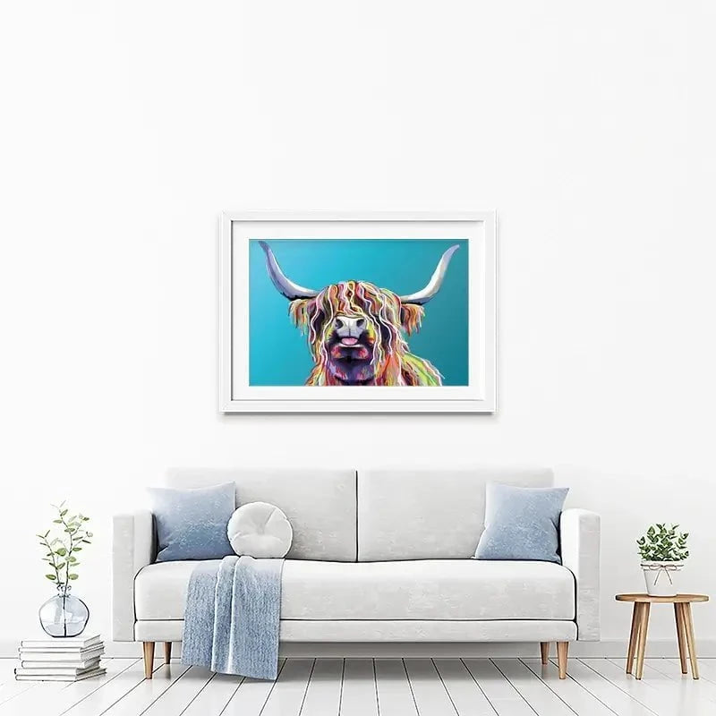 Blue Cheeky Cow Framed Art Print Blue Cheeky Cow Framed Art Print wall art product Independent