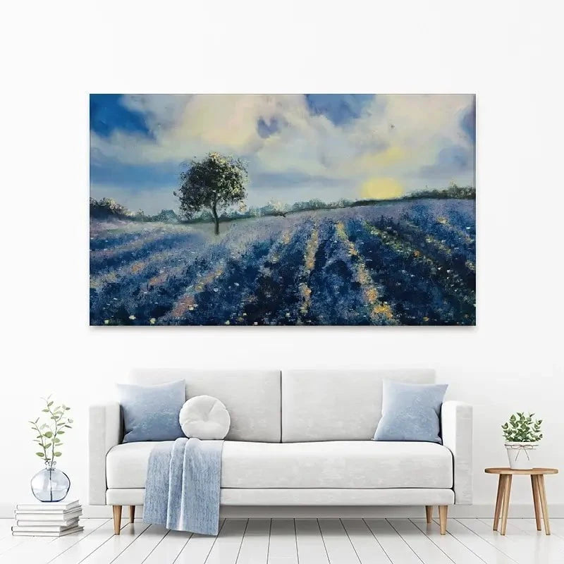 Blue Fields Canvas Print Blue Fields Canvas Print wall art product Violeta Allaberdieva