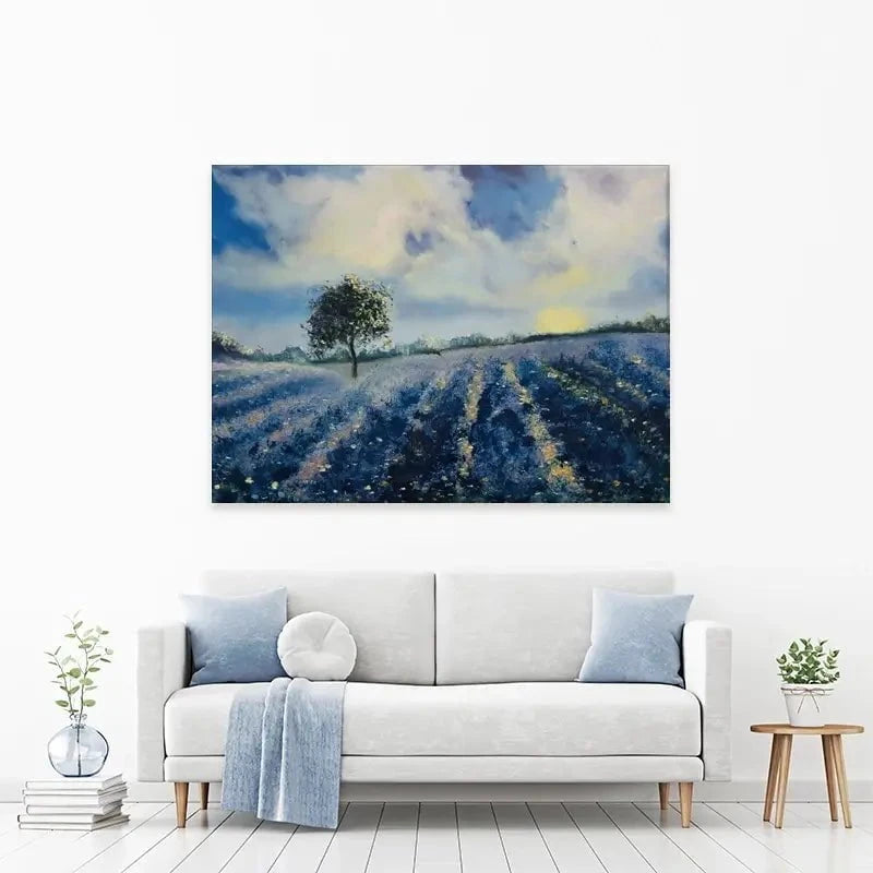 Blue Fields Canvas Print Blue Fields Canvas Print wall art product Violeta Allaberdieva