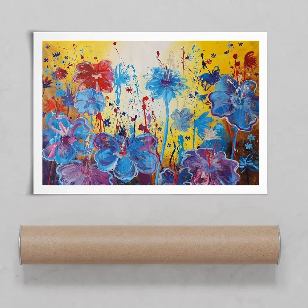 Blue Floral Burst Art Print Blue Floral Burst Art Print wall art product Maria Moretti