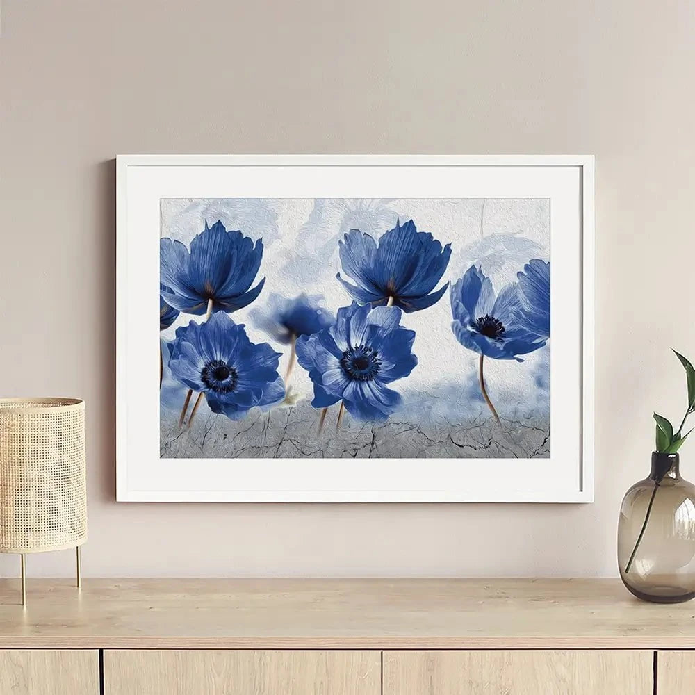 Blue Flowers Framed Art Print Blue Flowers Framed Art Print wall art product Creative Idea / Shutterstock