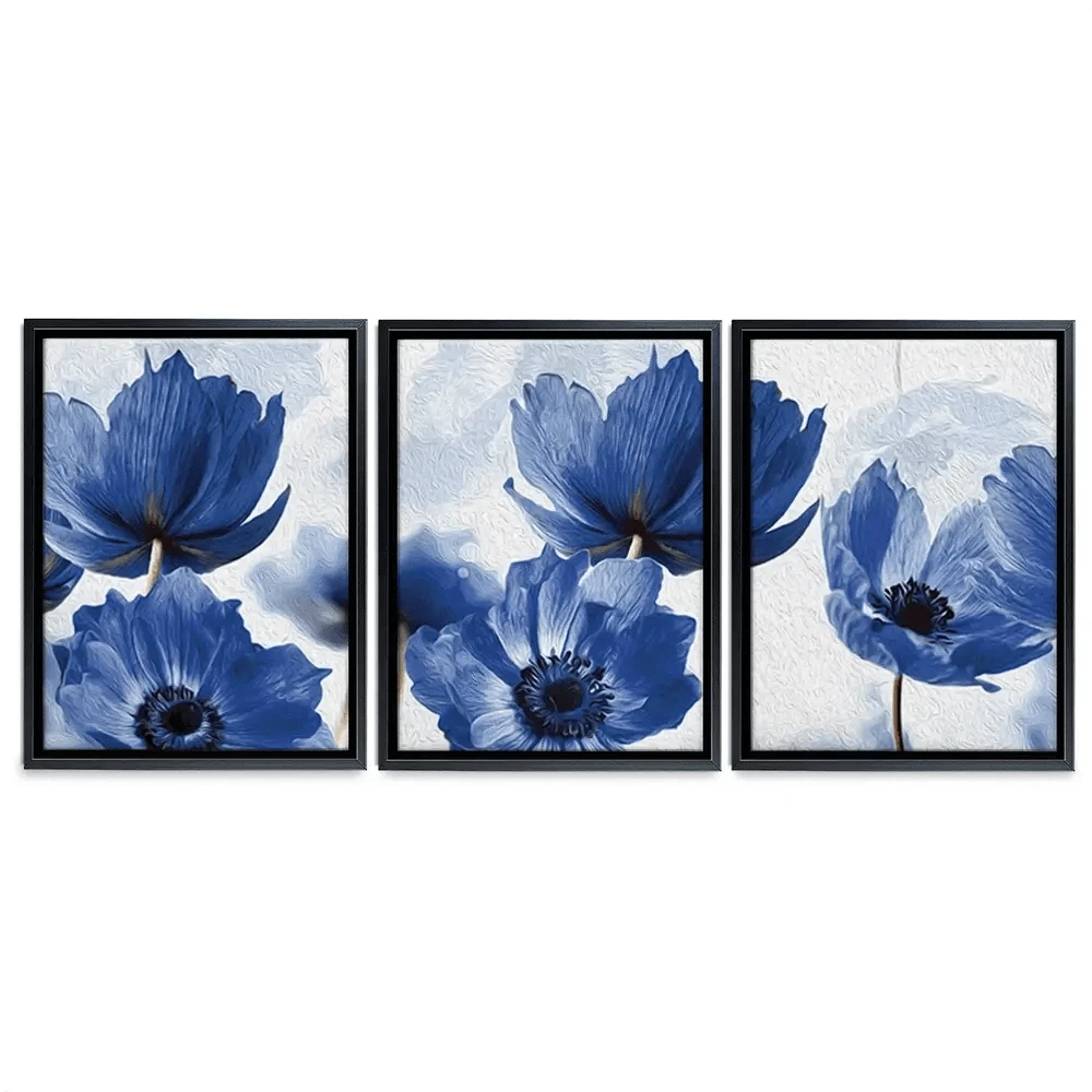 Blue Flowers Trio Canvas Print Blue Flowers Trio Canvas Print wall art product Creative Idea / Shutterstock