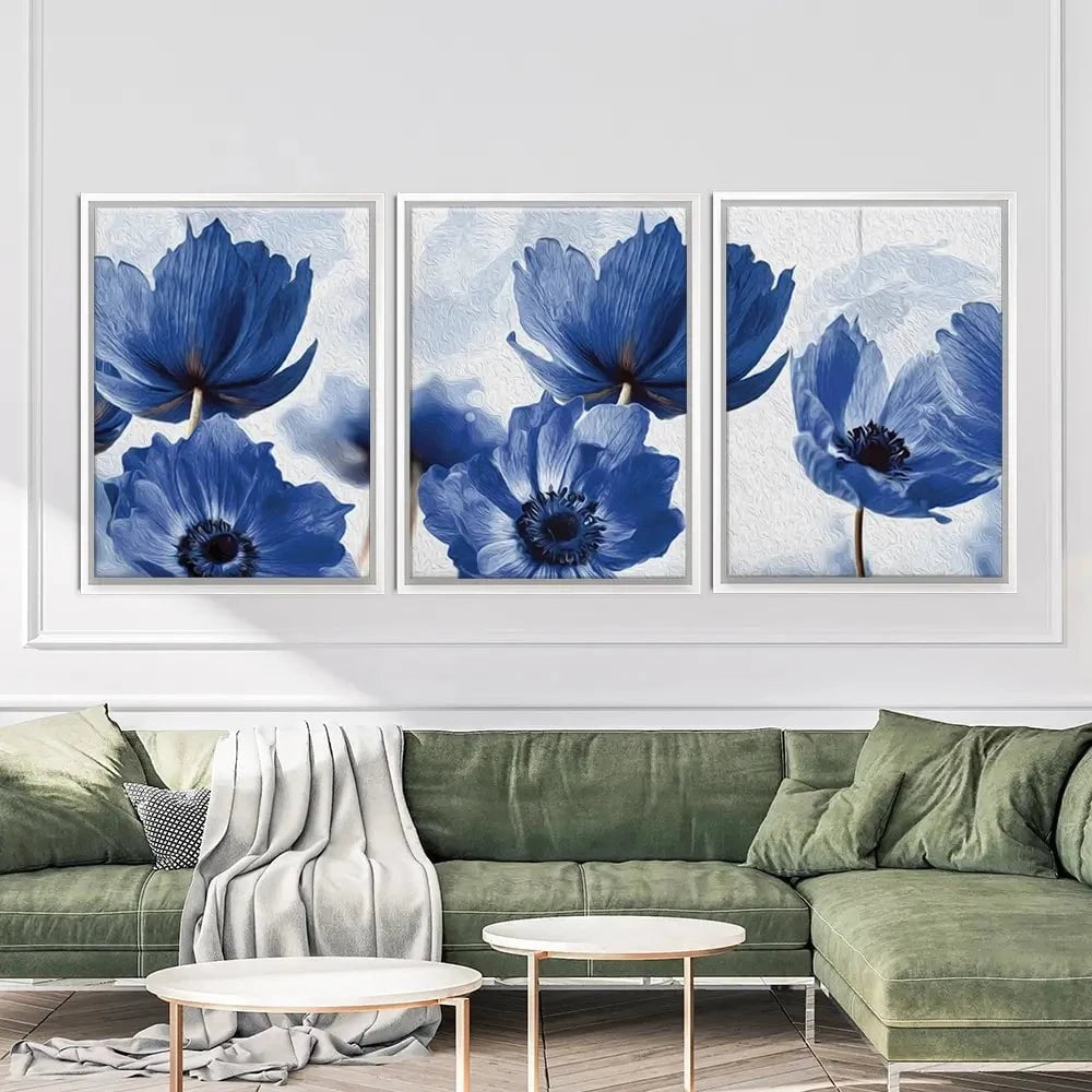 Blue Flowers Trio Canvas Print Blue Flowers Trio Canvas Print wall art product Creative Idea / Shutterstock