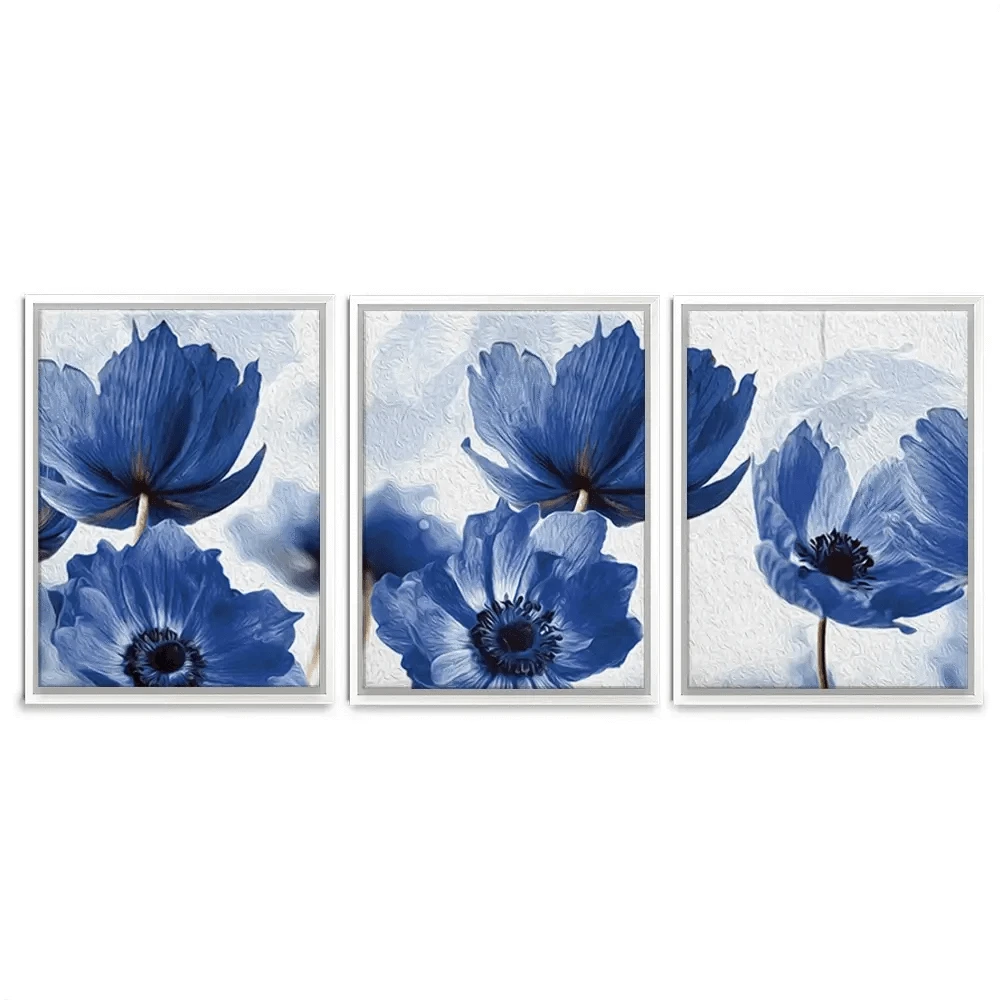 Blue Flowers Trio Canvas Print Blue Flowers Trio Canvas Print wall art product Creative Idea / Shutterstock