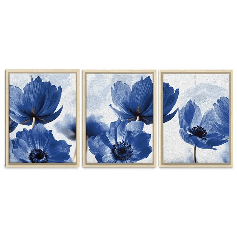 Blue Flowers Trio Canvas Print Blue Flowers Trio Canvas Print wall art product Creative Idea / Shutterstock