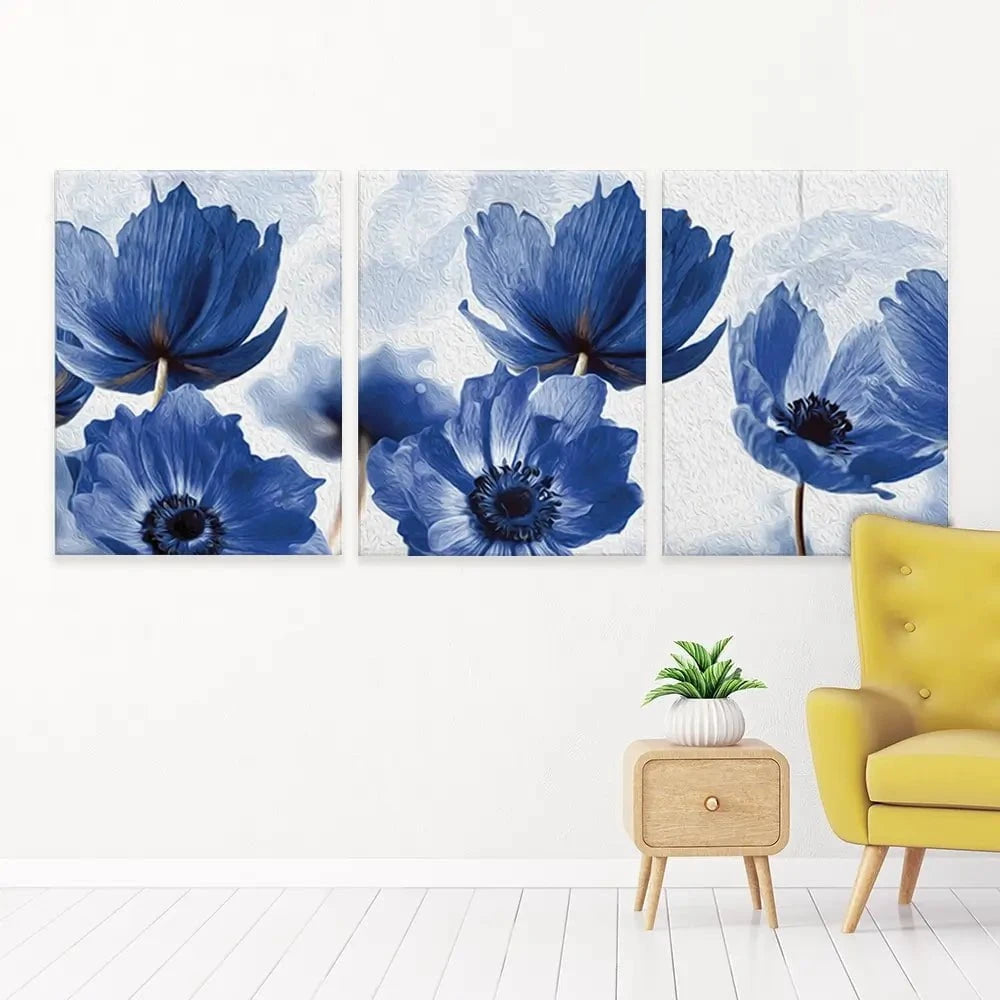 Blue Flowers Trio Canvas Print Blue Flowers Trio Canvas Print wall art product Creative Idea / Shutterstock