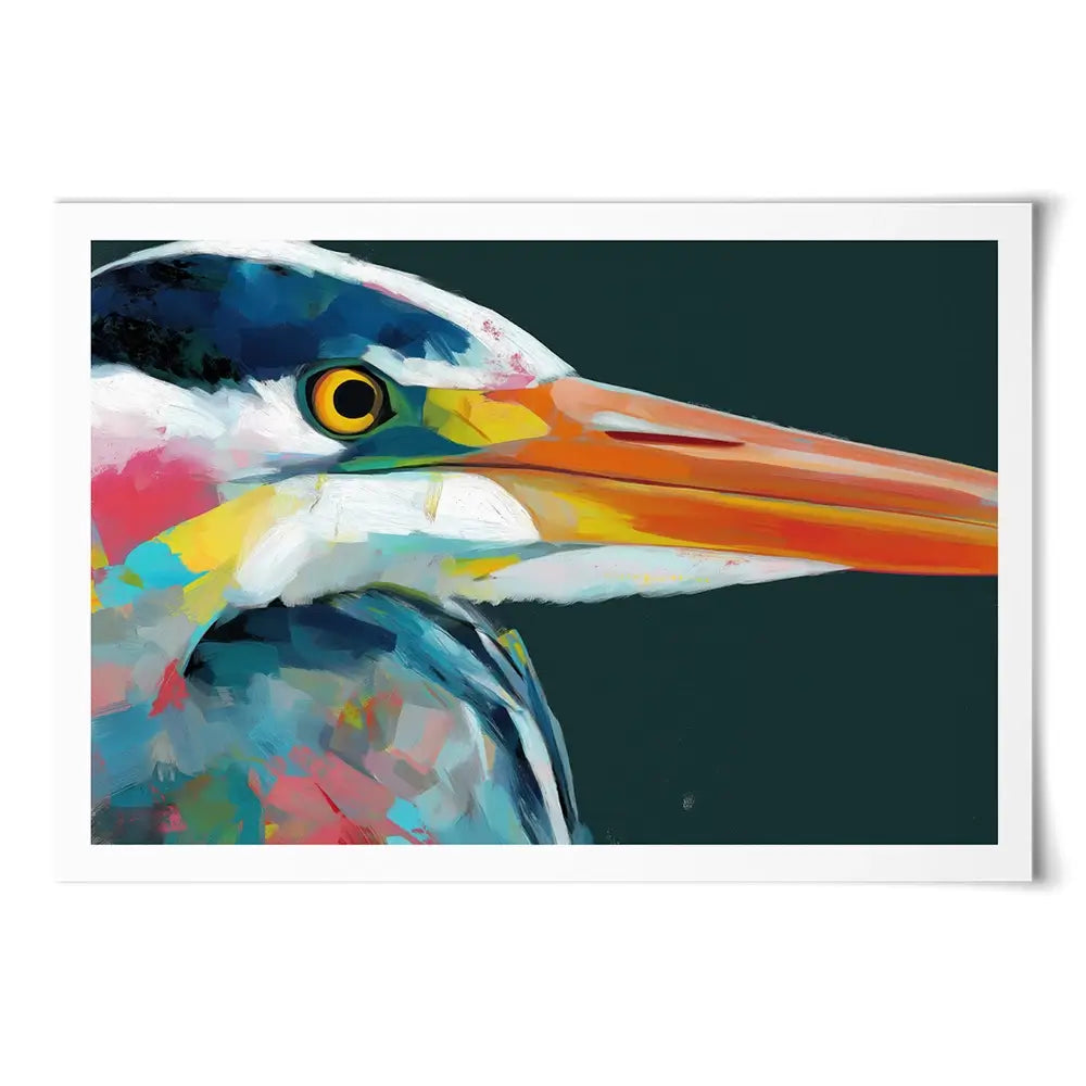 Blue Heron Portrait Art Print Blue Heron Portrait Art Print wall art product Chromatic Storm Studio