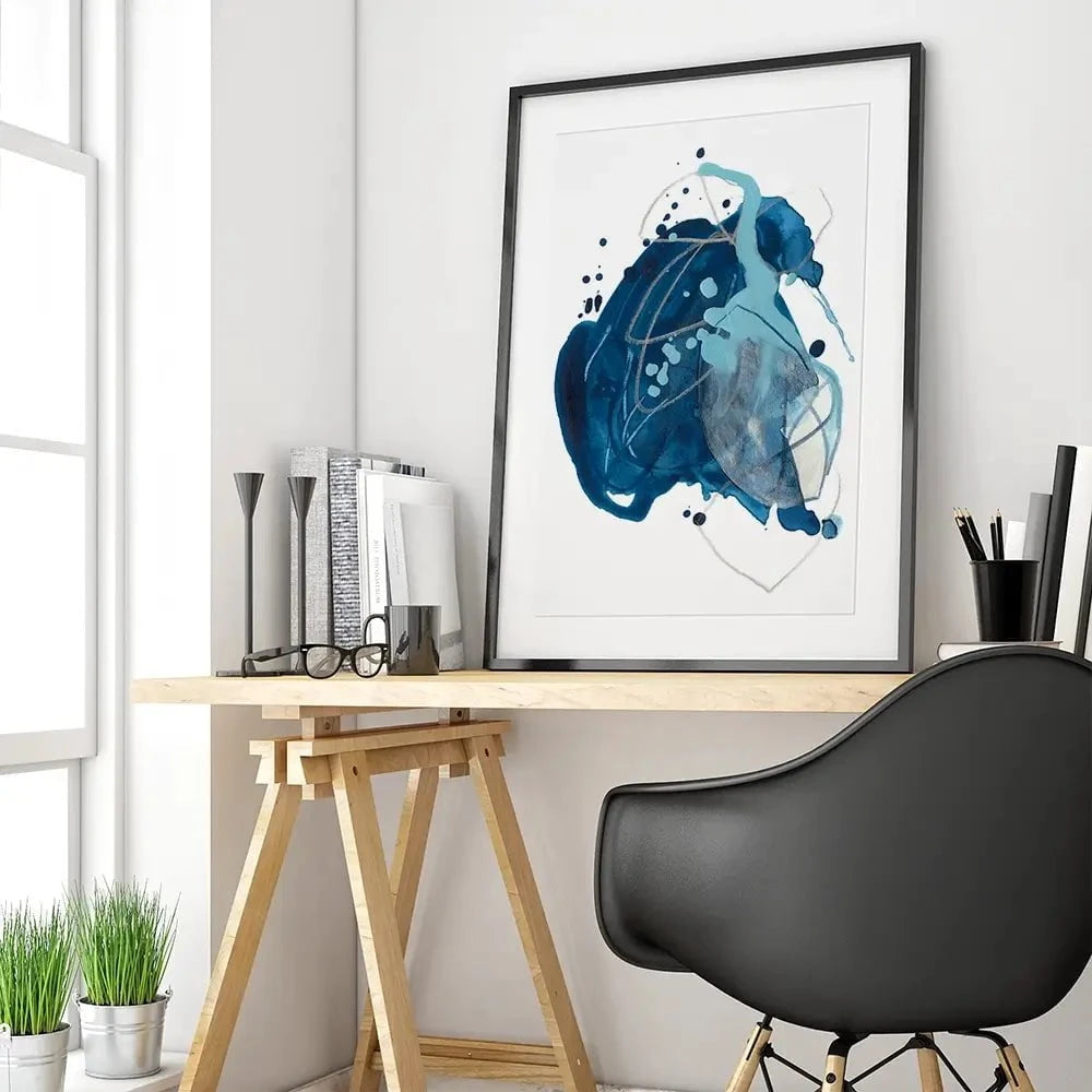 Blue Ink Blot Framed Art Print Blue Ink Blot Framed Art Print wall art product June Erica Vess
