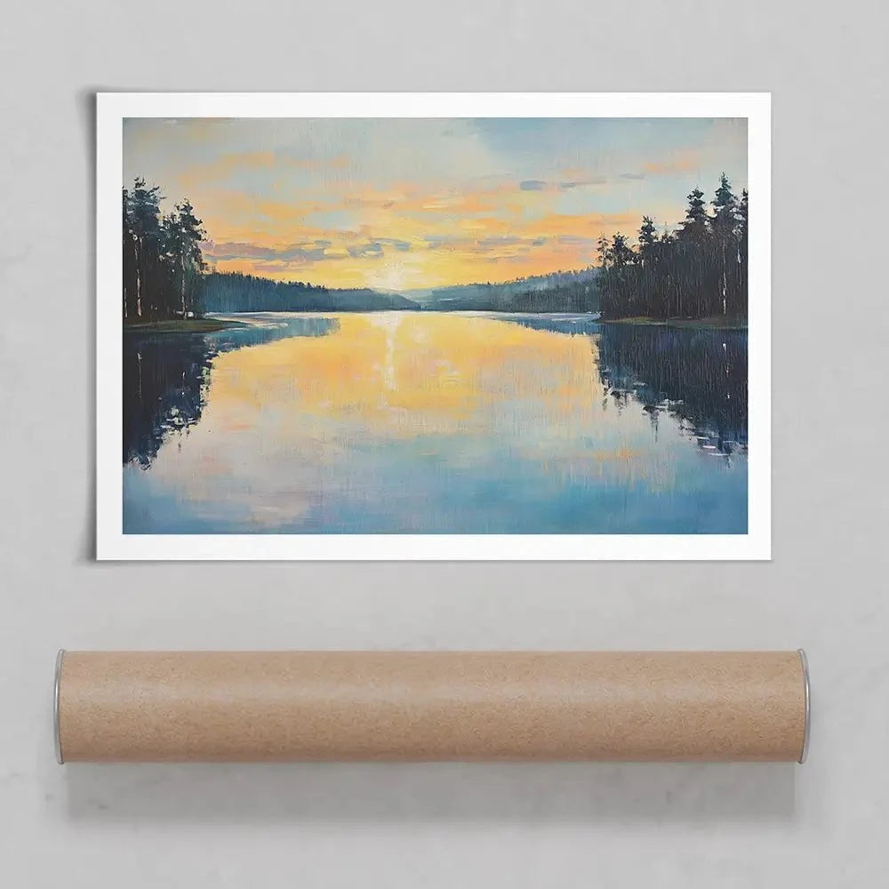 Blue Lake Morning Sunrise Art Print Blue Lake Morning Sunrise Art Print wall art product Gina Kelly - Independent