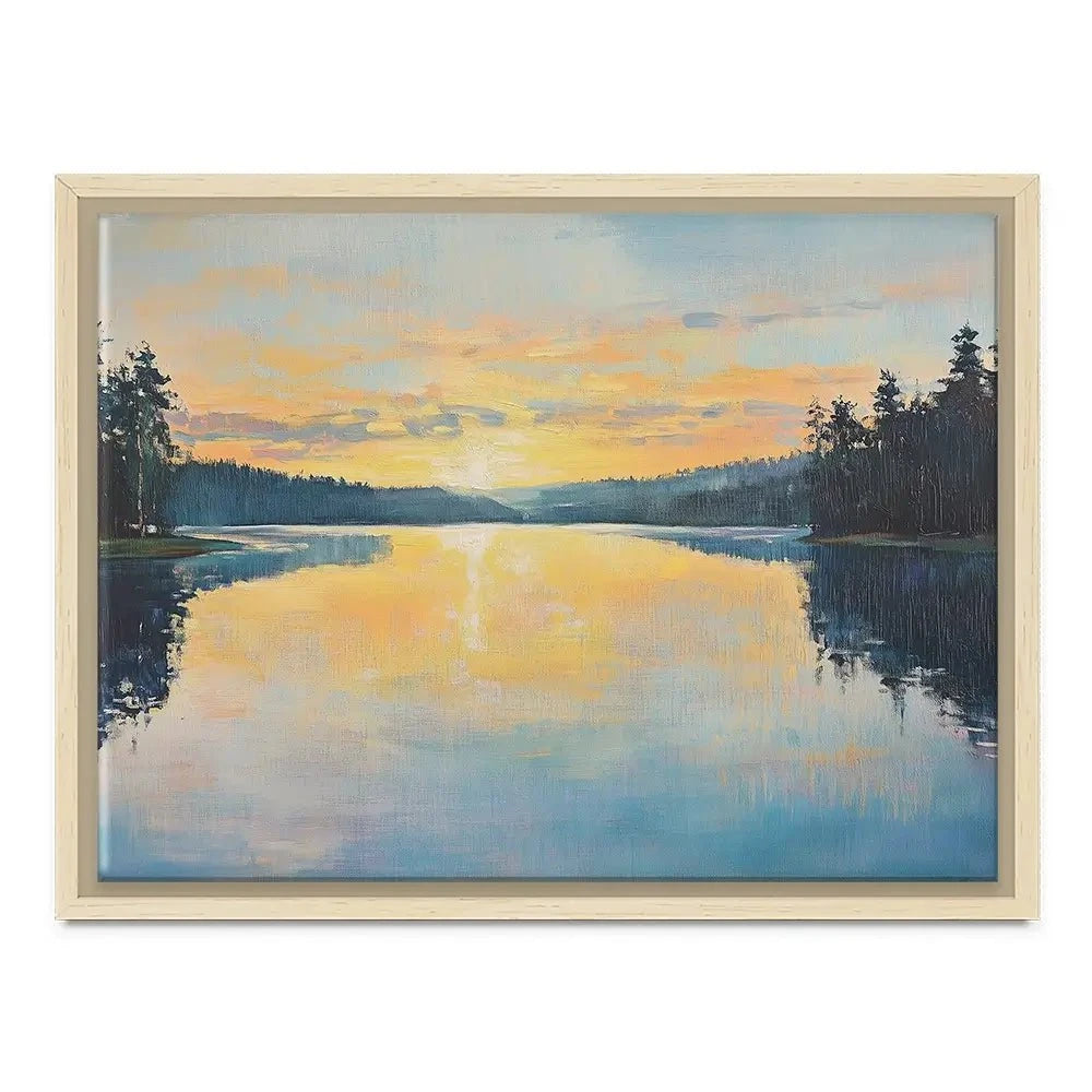 Blue Lake Morning Sunrise Canvas Print Blue Lake Morning Sunrise Canvas Print wall art product Gina Kelly - Independent