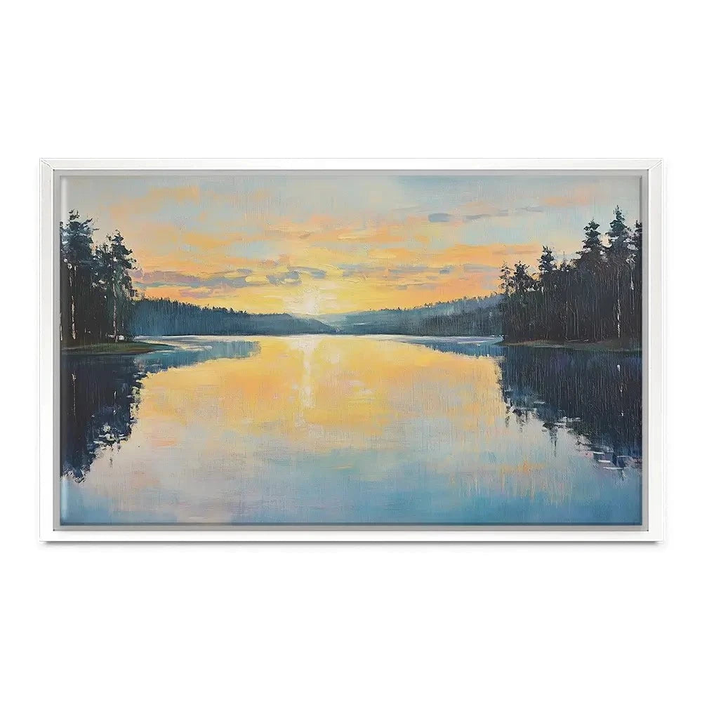 Blue Lake Morning Sunrise Canvas Print Blue Lake Morning Sunrise Canvas Print wall art product Gina Kelly - Independent