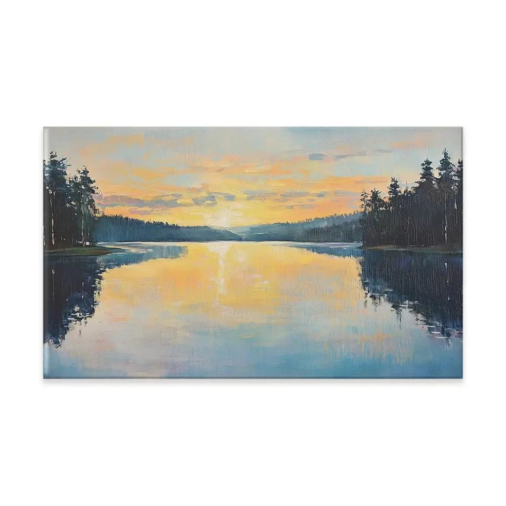 Blue Lake Morning Sunrise Canvas Print Blue Lake Morning Sunrise Canvas Print wall art product Gina Kelly - Independent