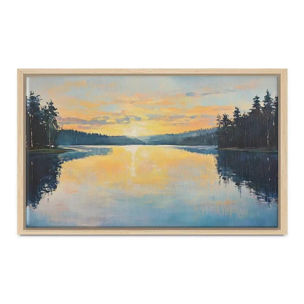 Blue Lake Morning Sunrise Canvas Print Blue Lake Morning Sunrise Canvas Print wall art product Gina Kelly - Independent