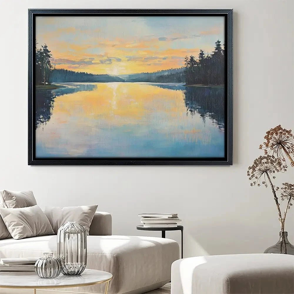 Blue Lake Morning Sunrise Canvas Print Blue Lake Morning Sunrise Canvas Print wall art product Gina Kelly - Independent