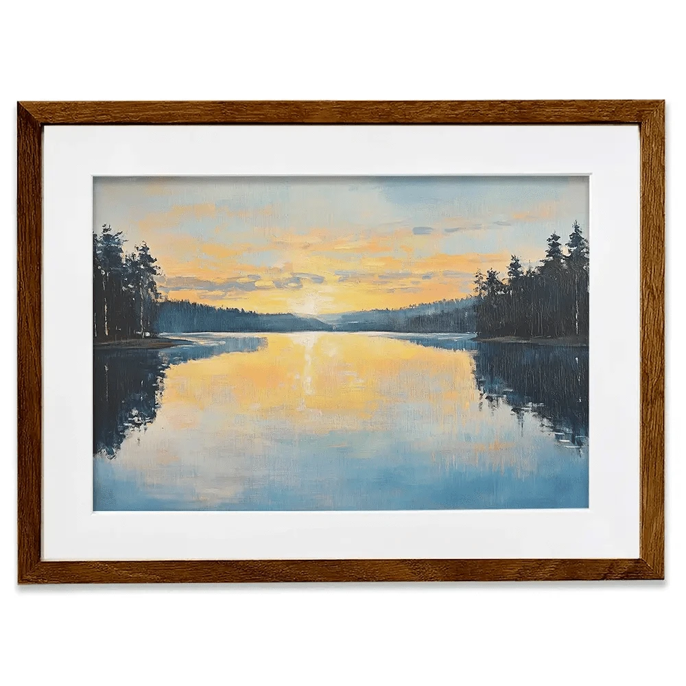 Blue Lake Morning Sunrise Framed Art Print Blue Lake Morning Sunrise Framed Art Print wall art product Gina Kelly - Independent