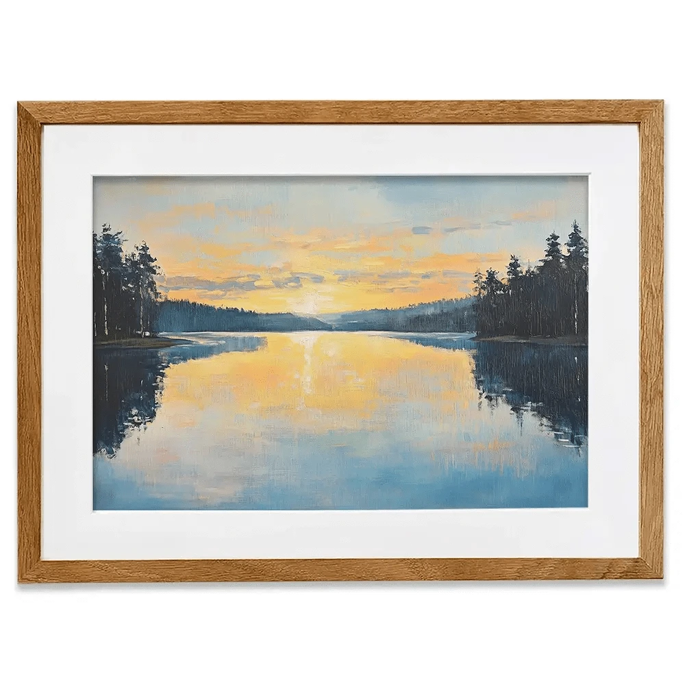 Blue Lake Morning Sunrise Framed Art Print Blue Lake Morning Sunrise Framed Art Print wall art product Gina Kelly - Independent