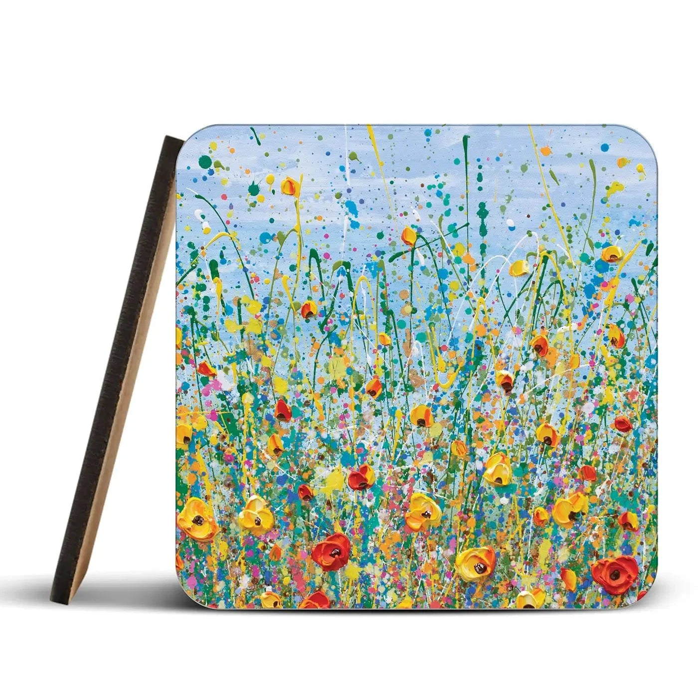 Blue Meadow Coaster Set Rainbow Soul Tree Coaster Set | Rainbow Soul Tree Art Coasters wall art product Olga Tkachyk