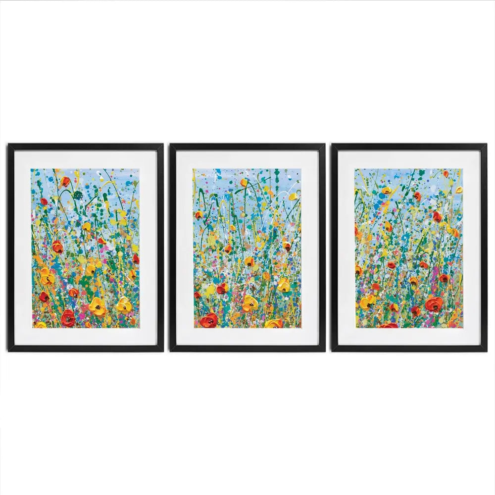Blue Meadow Framed Art Print Trio Blue Meadow Framed Art Print Trio wall art product Olga Tkachyk