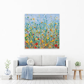 Blue Meadow Square Canvas Print wall art product Olga Tkachyk
