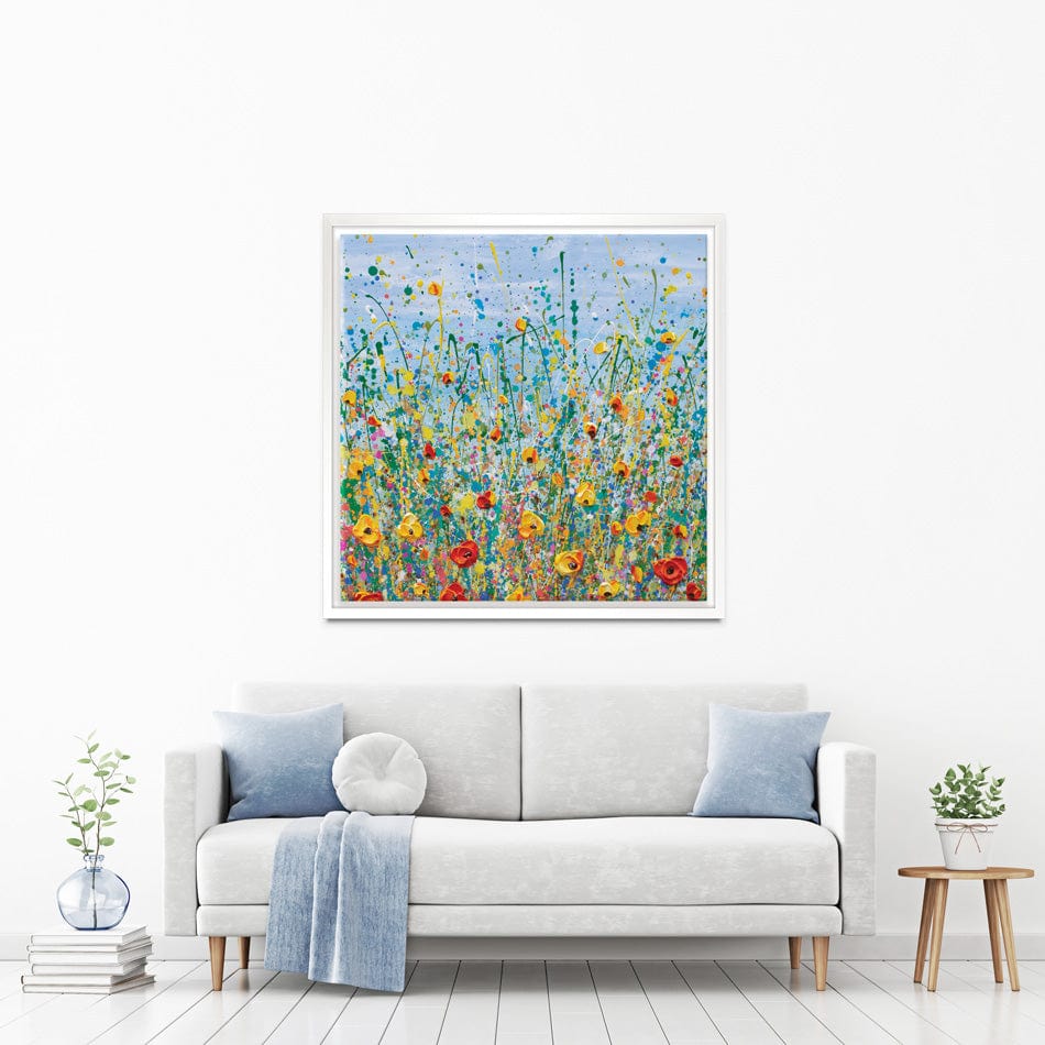 Blue Meadow Square Canvas Print wall art product Olga Tkachyk