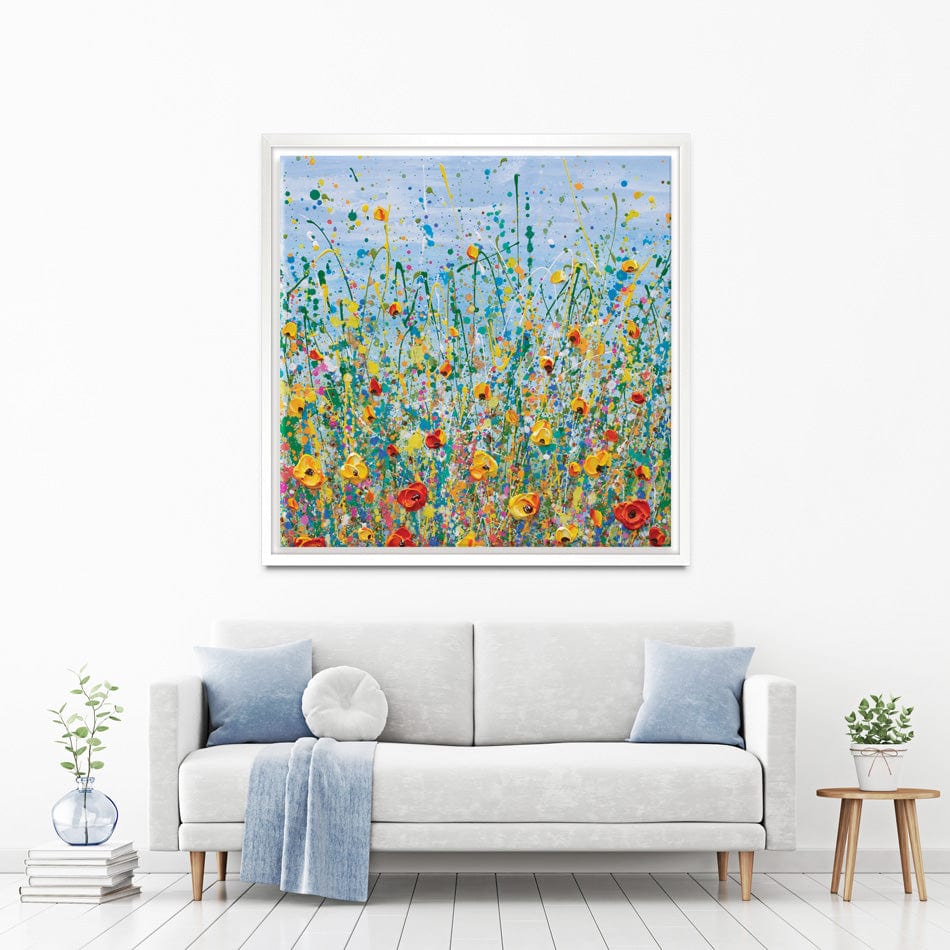 Blue Meadow Square Canvas Print wall art product Olga Tkachyk