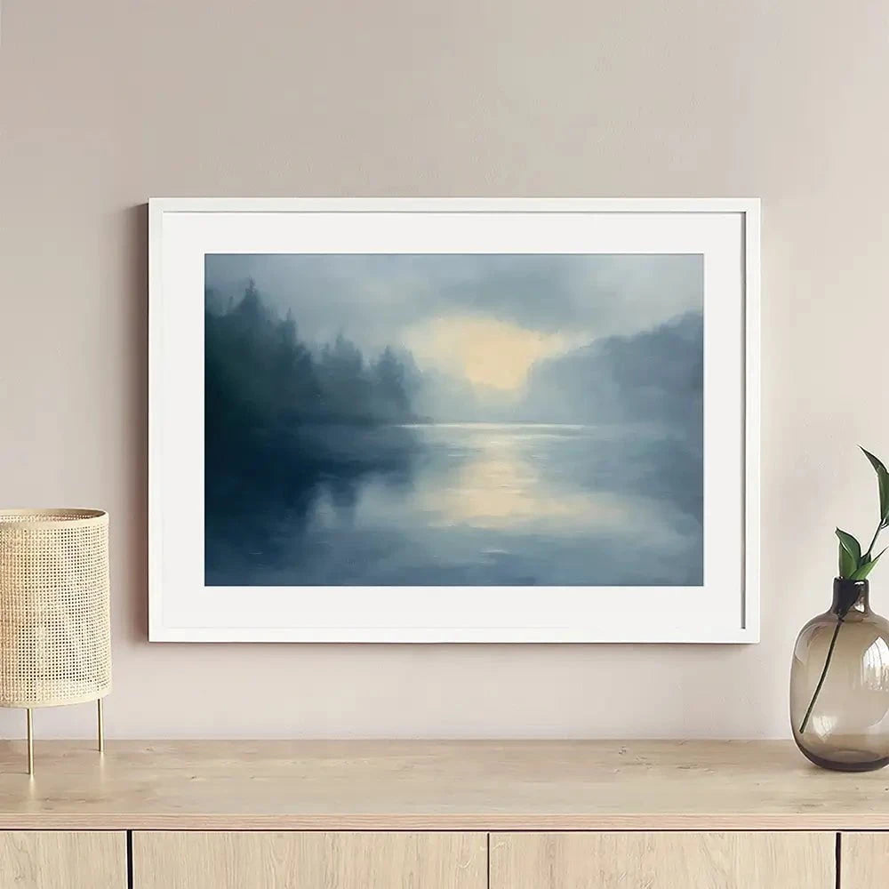 Blue Mountains Misty Morning Framed Art Print Blue Mountains Misty Morning Framed Art Print wall art product Gina Kelly - Independent