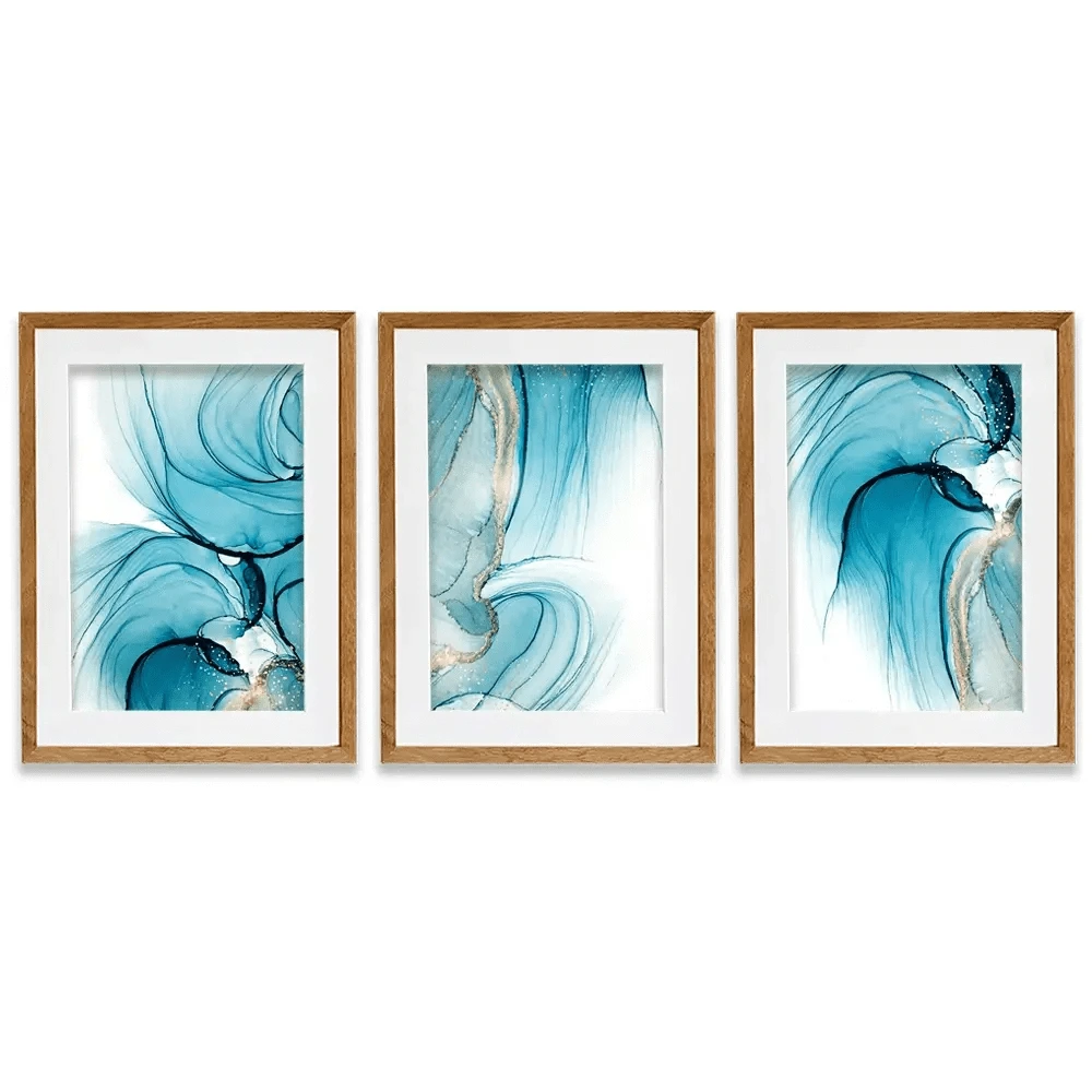 Blue Opulence Framed Art Print Trio Blue Opulence Framed Art Print Trio wall art product Svetolk / Shutterstock