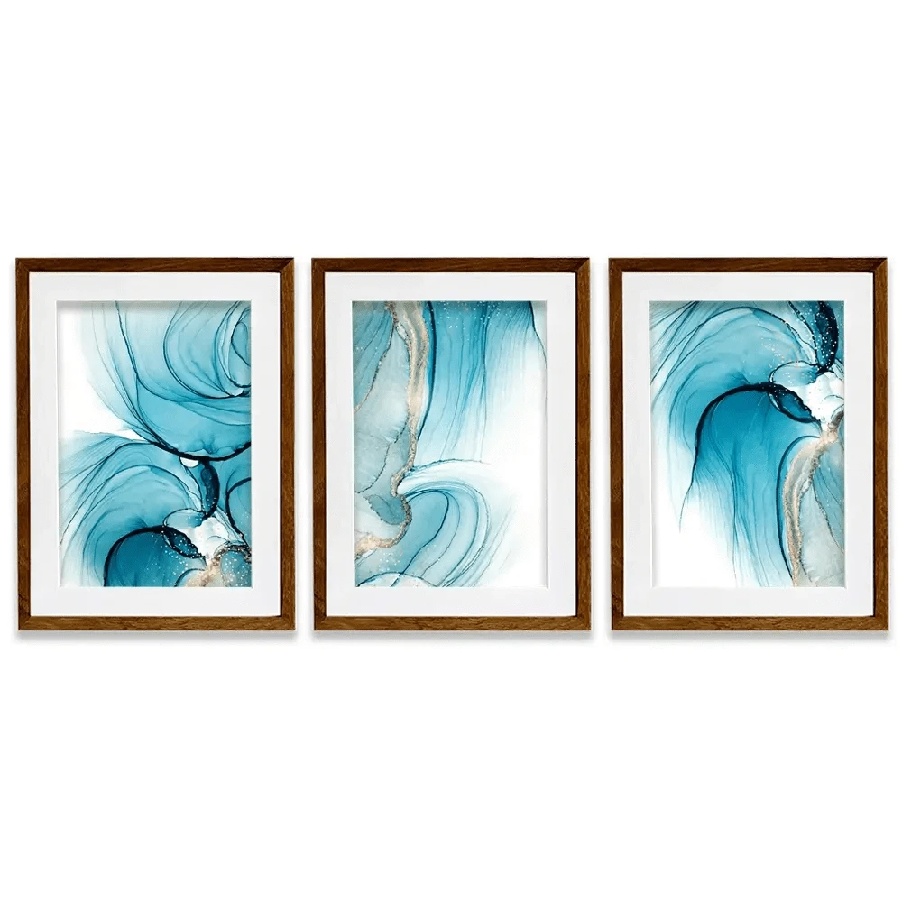 Blue Opulence Framed Art Print Trio Blue Opulence Framed Art Print Trio wall art product Svetolk / Shutterstock