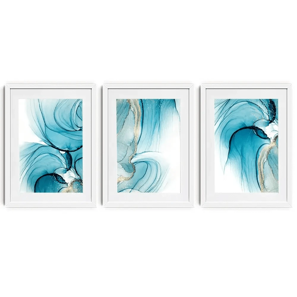 Blue Opulence Framed Art Print Trio Blue Opulence Framed Art Print Trio wall art product Svetolk / Shutterstock