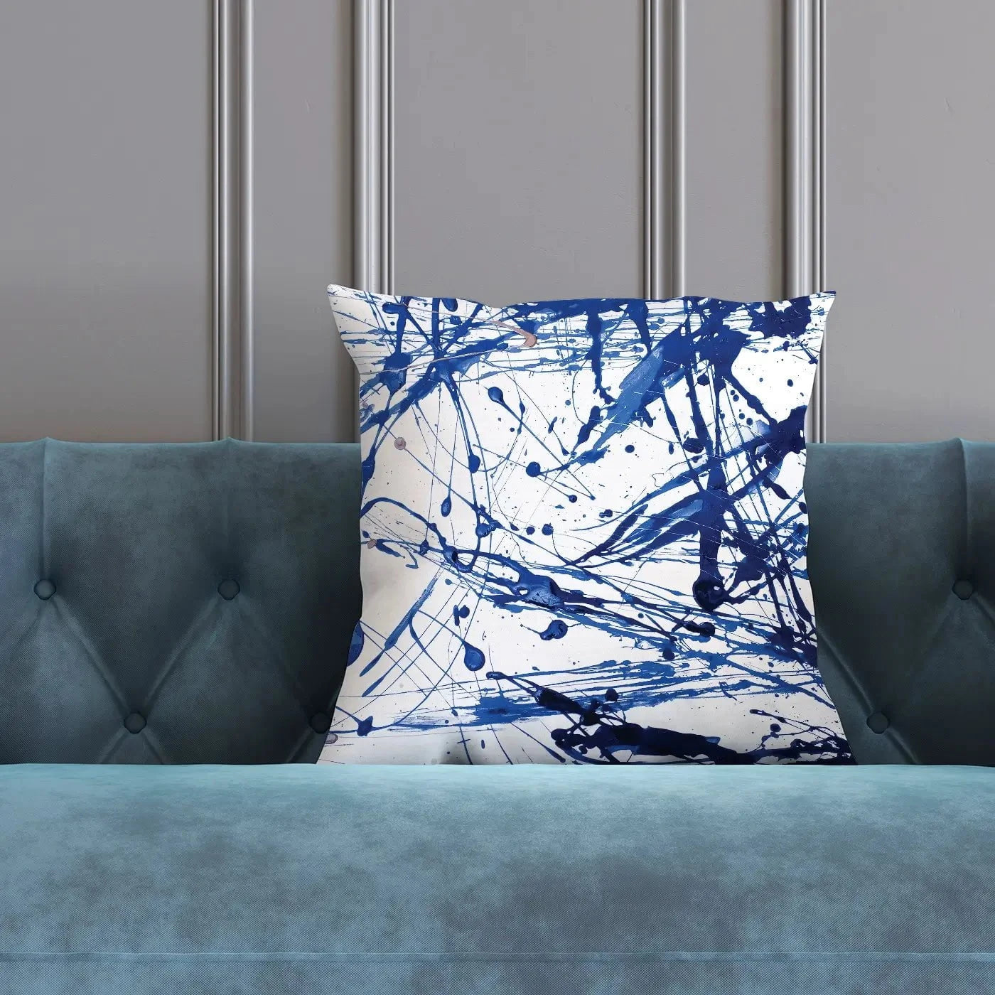 Blue Paint Spatter Cushion Blue Paint Spatter Cushion wall art product Nataliya Sdobnikova / Shutterstock