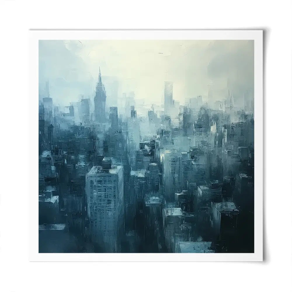 Blue Skyscrapers Square Art Print Blue Skyscrapers Square Art Print wall art product Tanya Ocean