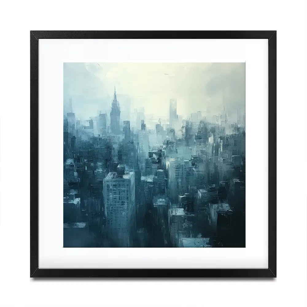 Blue Skyscrapers Square Framed Art Print Blue Skyscrapers Square Framed Art Print wall art product Tanya Ocean