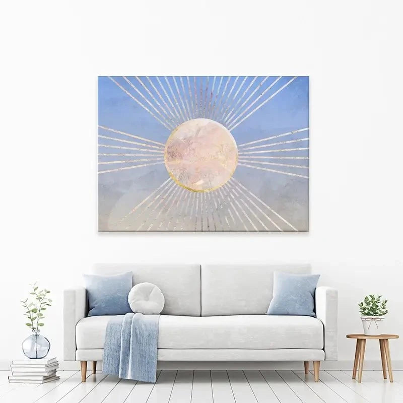 Blue Sun Boho Canvas Print Blue Sun Boho Canvas Print wall art product Sarah Manovski