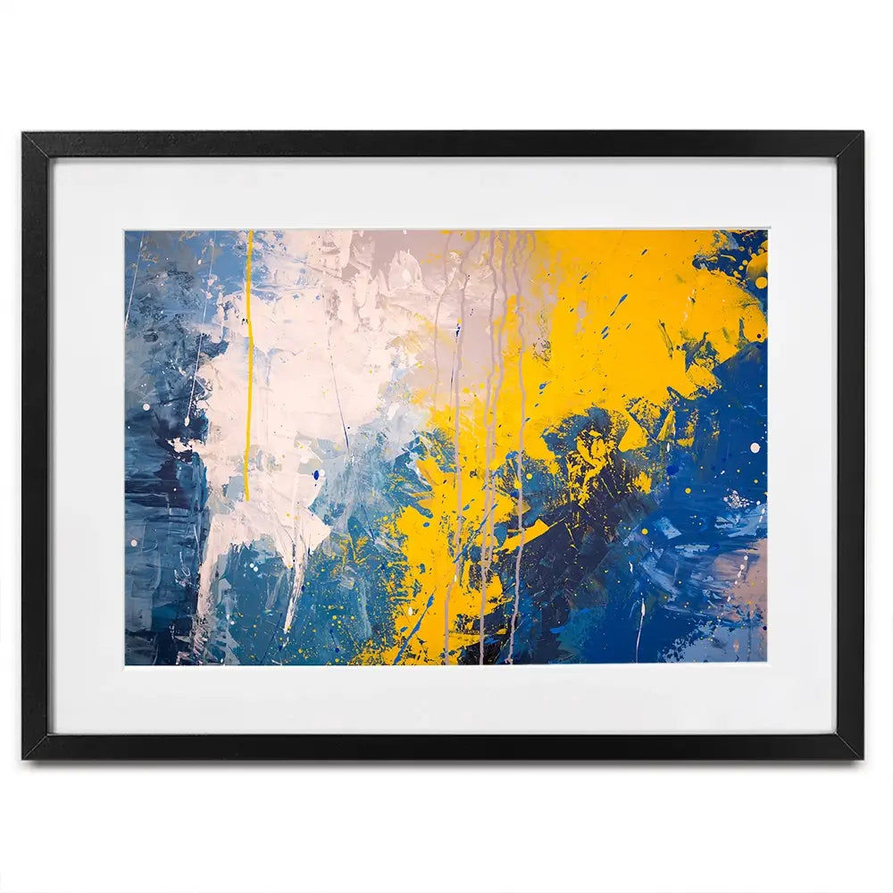 Blue Yellow Blitz Framed Art Print Blue Yellow Blitz Framed Art Print wall art product Art Print Shop