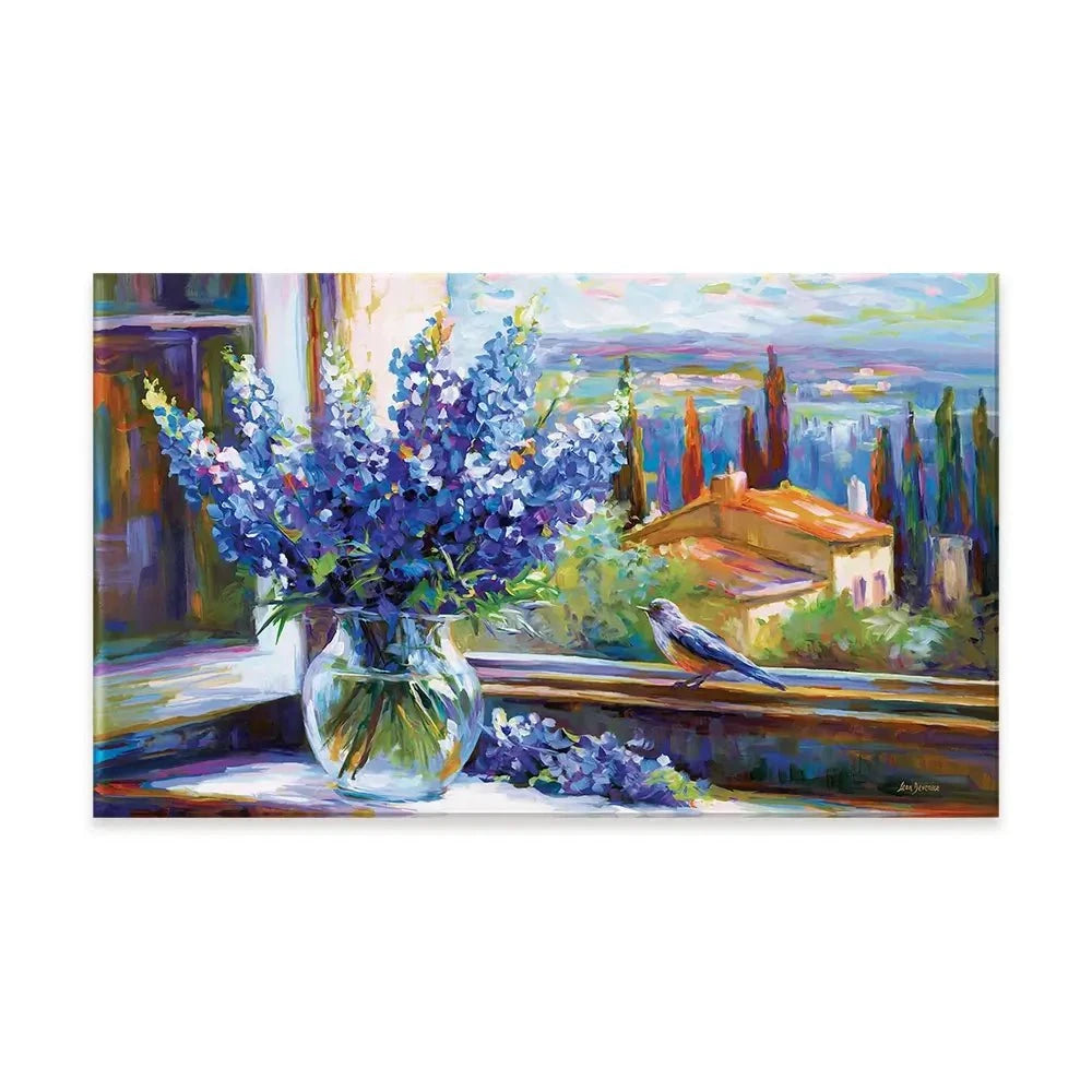 Bluebonnets By The Countryside View Canvas Print Bluebonnets By The Countryside View Canvas Print wall art product Leon Devenice