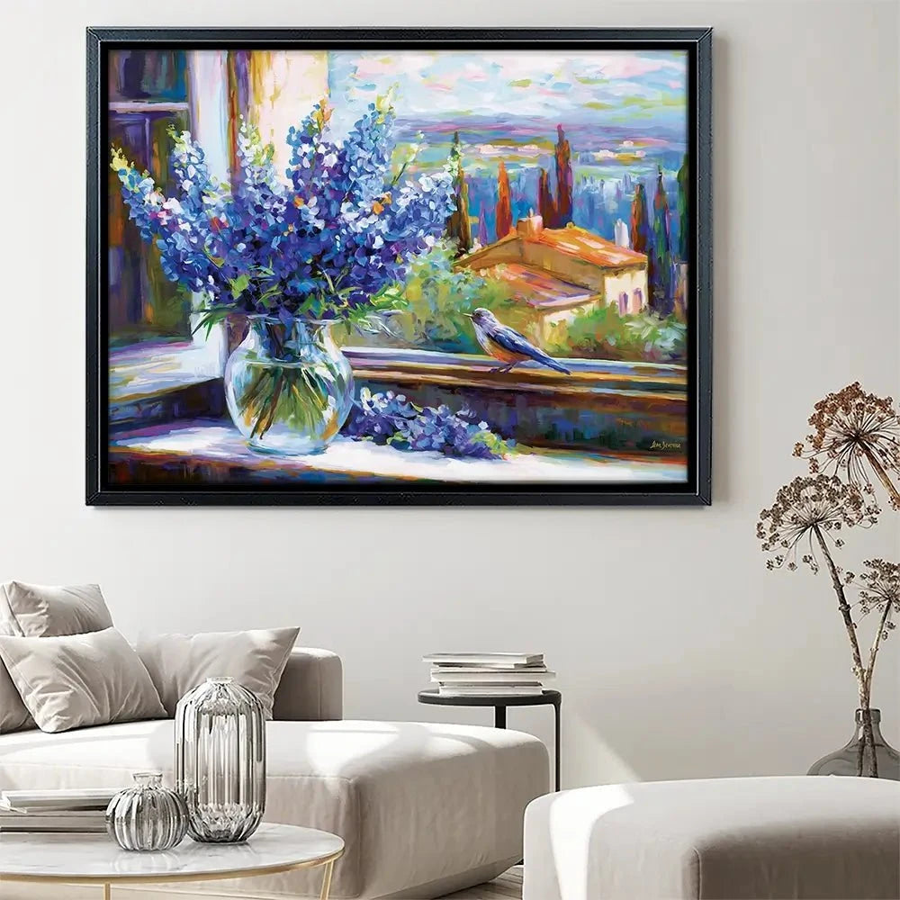 Bluebonnets By The Countryside View Canvas Print Bluebonnets By The Countryside View Canvas Print wall art product Leon Devenice