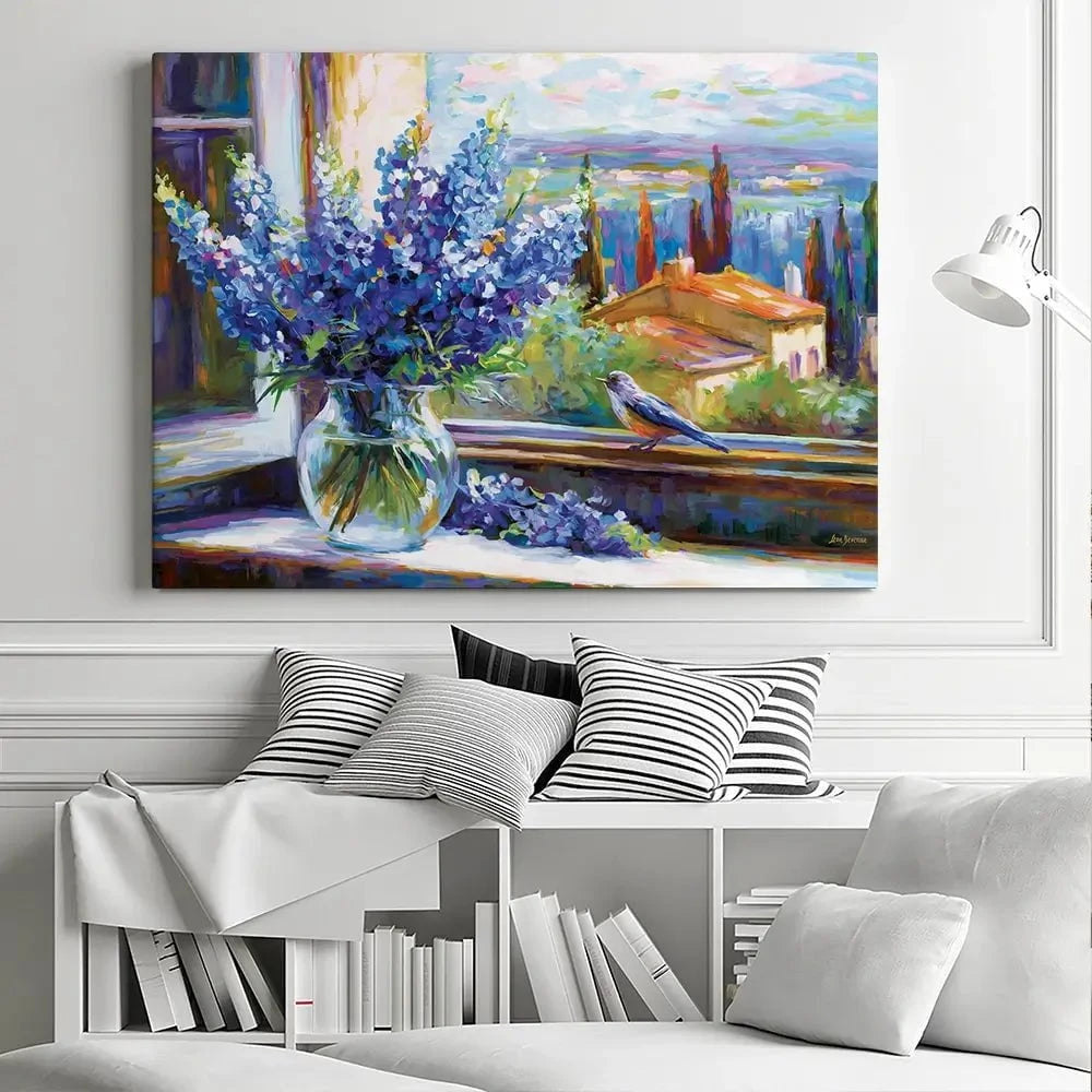 Bluebonnets By The Countryside View Canvas Print Bluebonnets By The Countryside View Canvas Print wall art product Leon Devenice