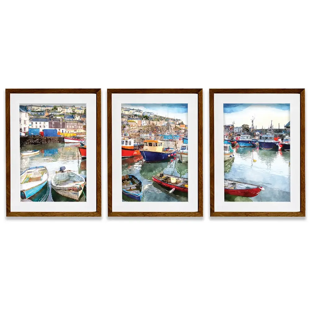 Boat Harbour Framed Art Print Trio Boat Harbour Framed Art Print Trio wall art product Helen Hotson / Shutterstock
