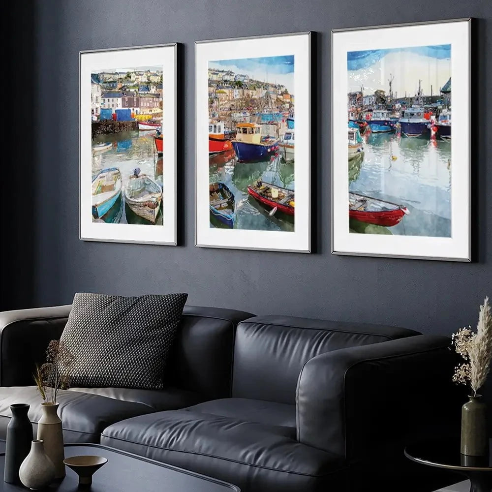Boat Harbour Framed Art Print Trio Boat Harbour Framed Art Print Trio wall art product Helen Hotson / Shutterstock