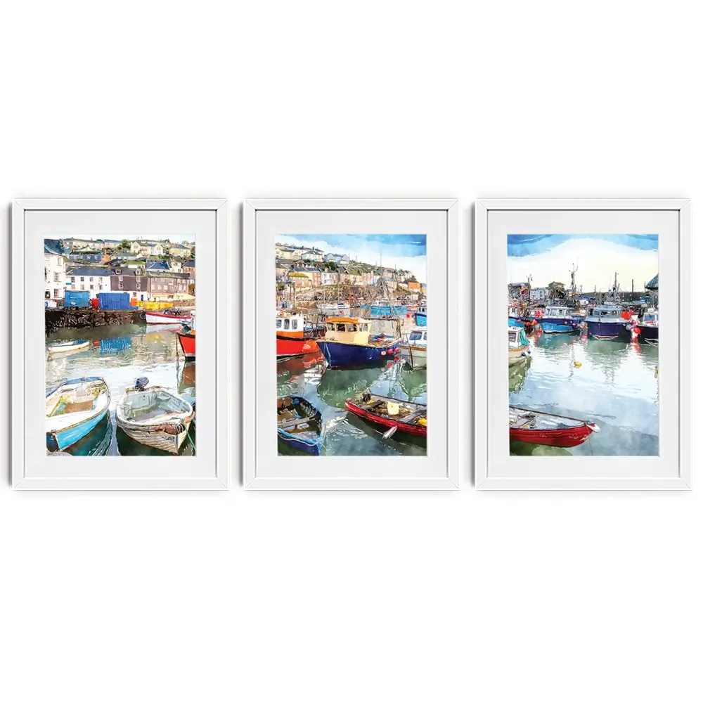 Boat Harbour Framed Art Print Trio Boat Harbour Framed Art Print Trio wall art product Helen Hotson / Shutterstock