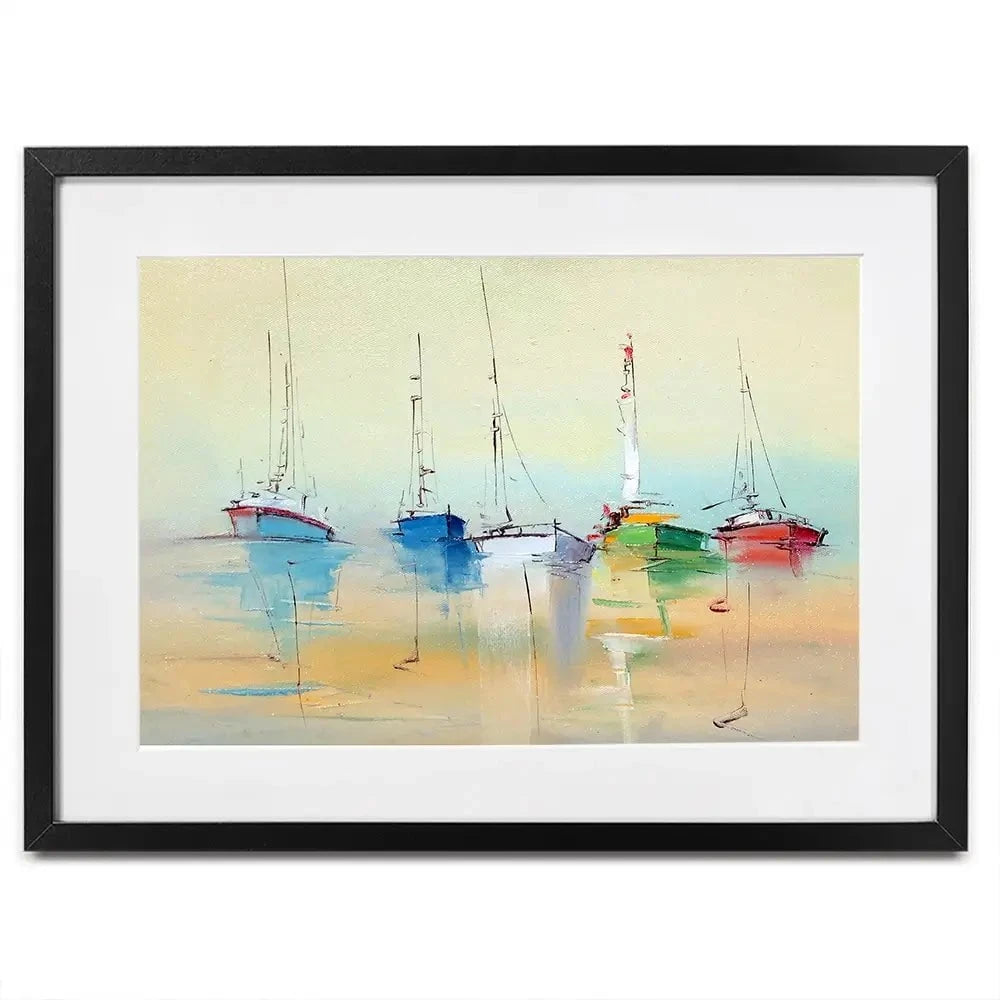Boats From Afar Framed Art Print Boats From Afar Framed Art Print wall art product Oleksandr Bodnar / Shutterstock