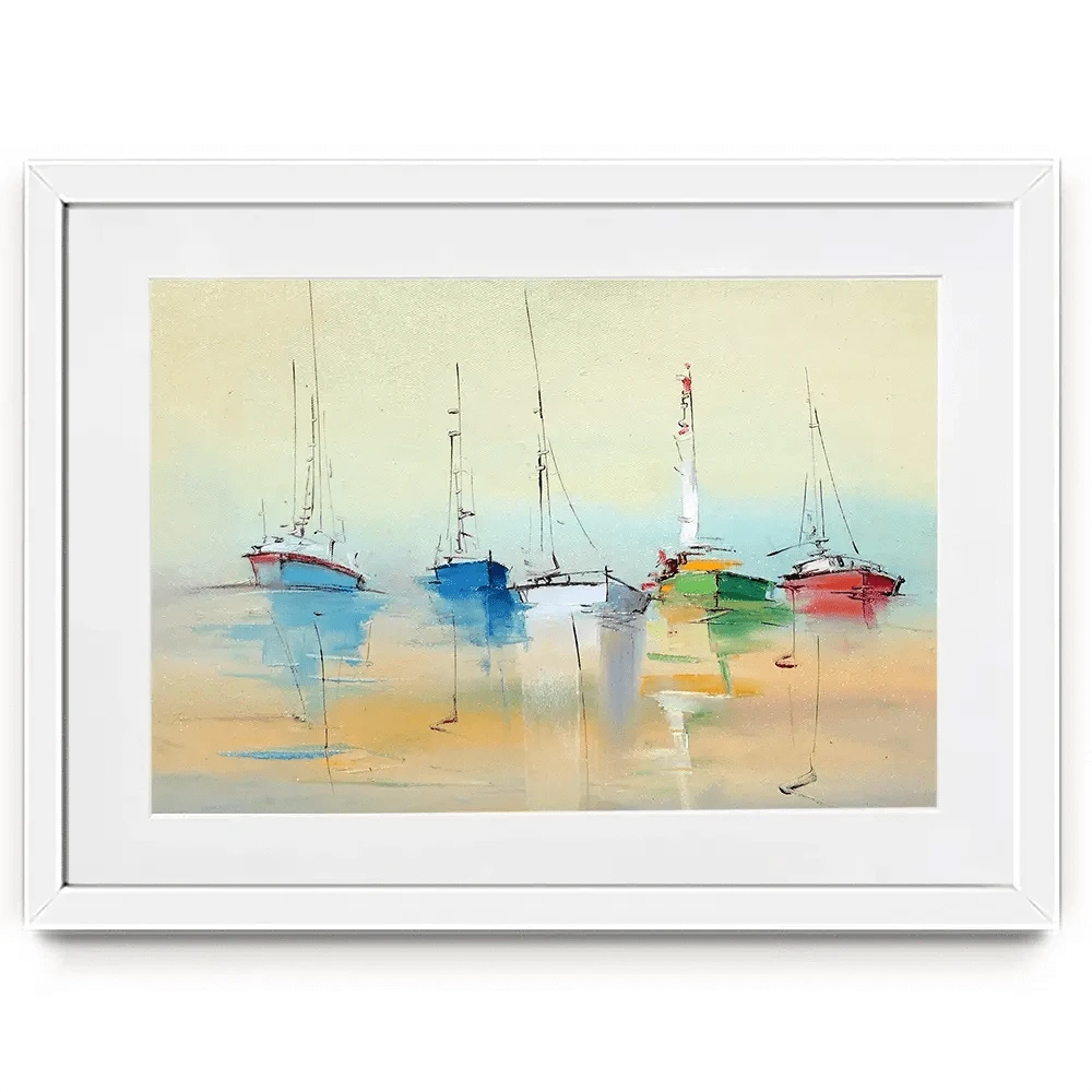Boats From Afar Framed Art Print Boats From Afar Framed Art Print wall art product Oleksandr Bodnar / Shutterstock