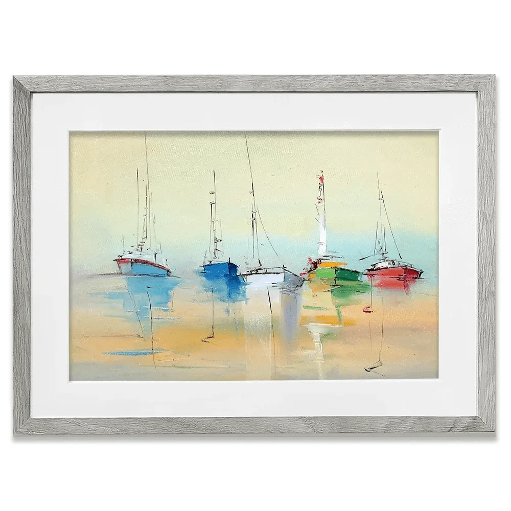 Boats From Afar Framed Art Print Boats From Afar Framed Art Print wall art product Oleksandr Bodnar / Shutterstock