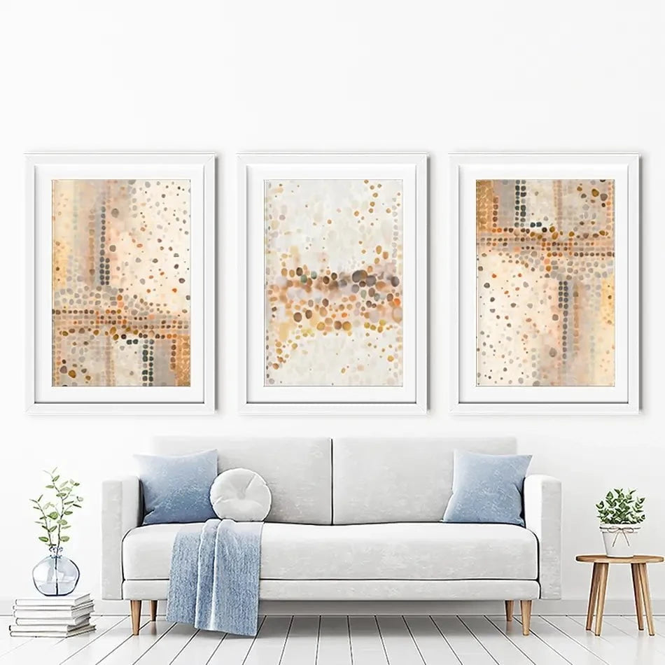 Boho Earth Tone Dots Framed Art Print Trio Boho Earth Tone Dots Framed Art Print Trio wall art product Petal Prints Design - Independent